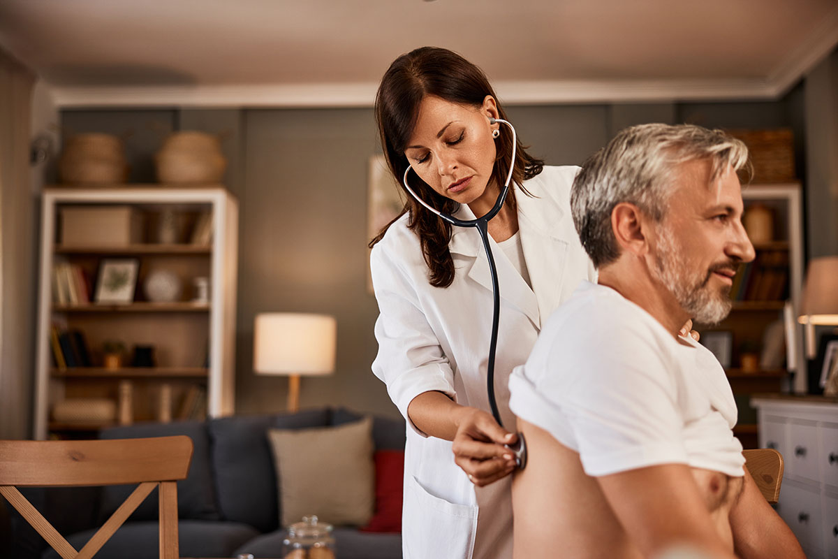 Dr. Susan Baker MD providing personalized Internal Medicine Care in Beverly Hills patient home.